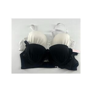 Set of 2 Simple Pleasures Bras Womens Size 36 B Black White Lace Sexy 1 is New